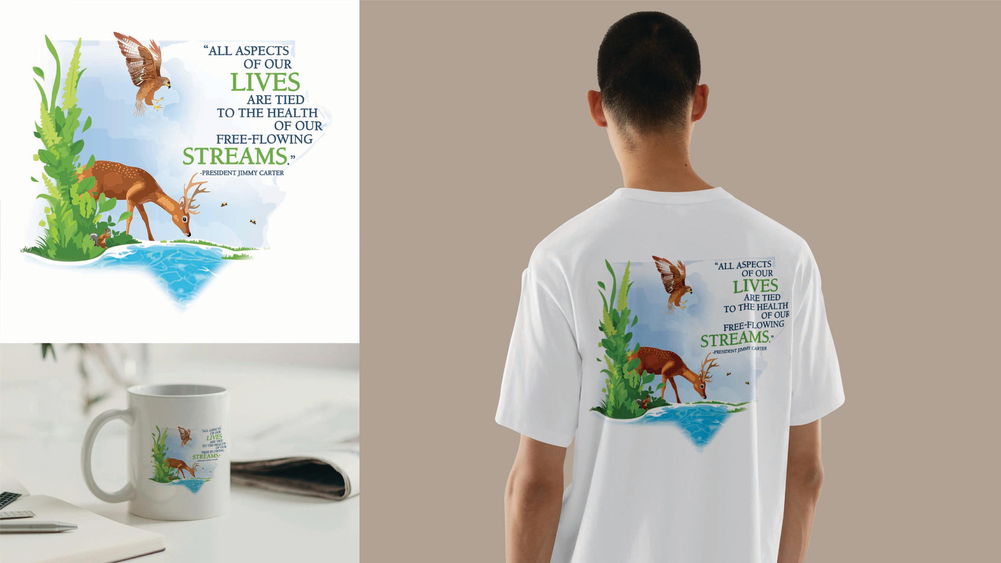  / COBB County Water System Design, logo, 2025. This shows a display of a t-shirt and mug design that represents COBB County Water System as they ensure in providing safe, purified water to communities. 