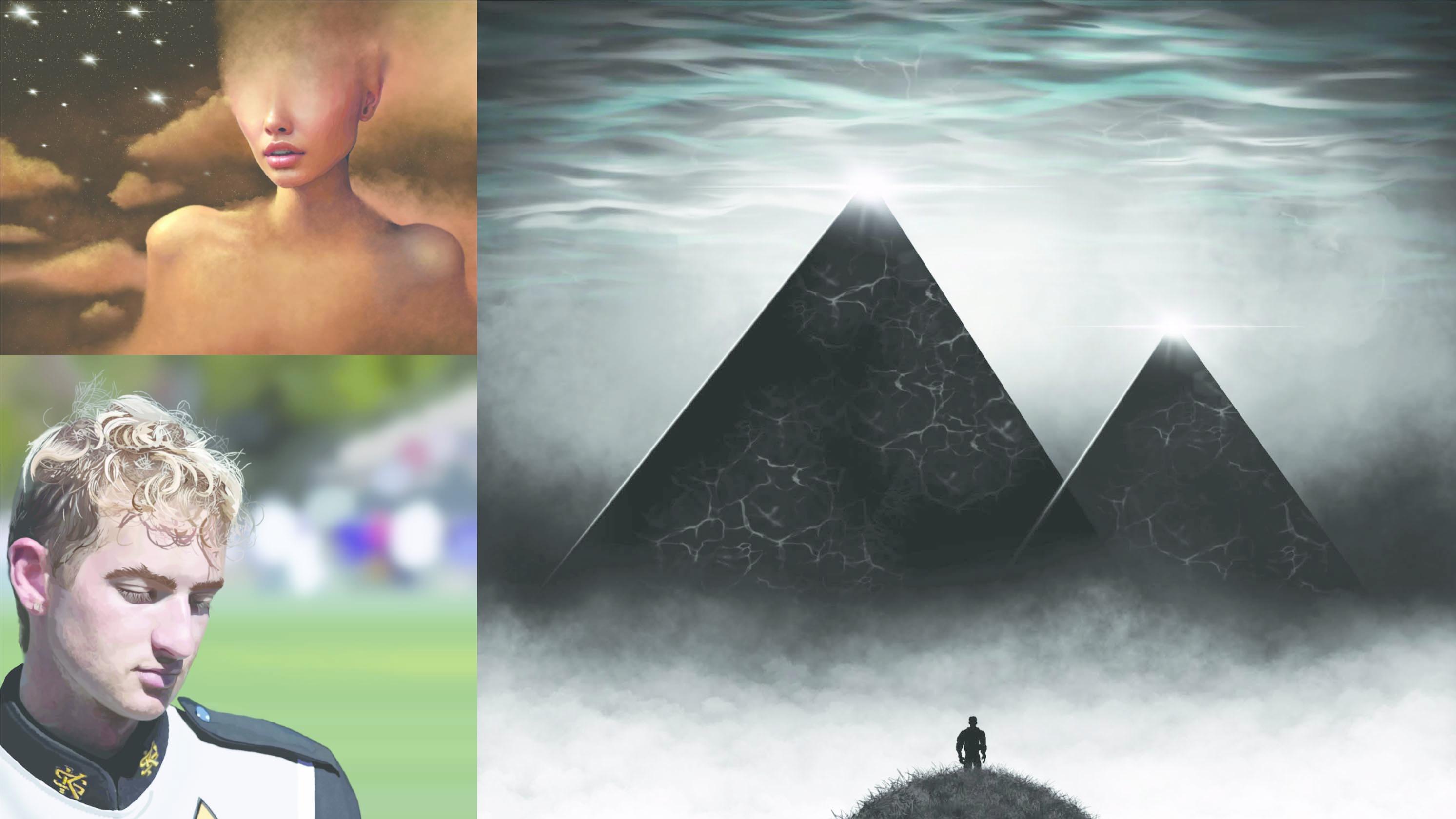  / Digital Illustrations, digital posters, print sizes vary, 2023. These were created to express my range of skills and imagination in the digital world. 