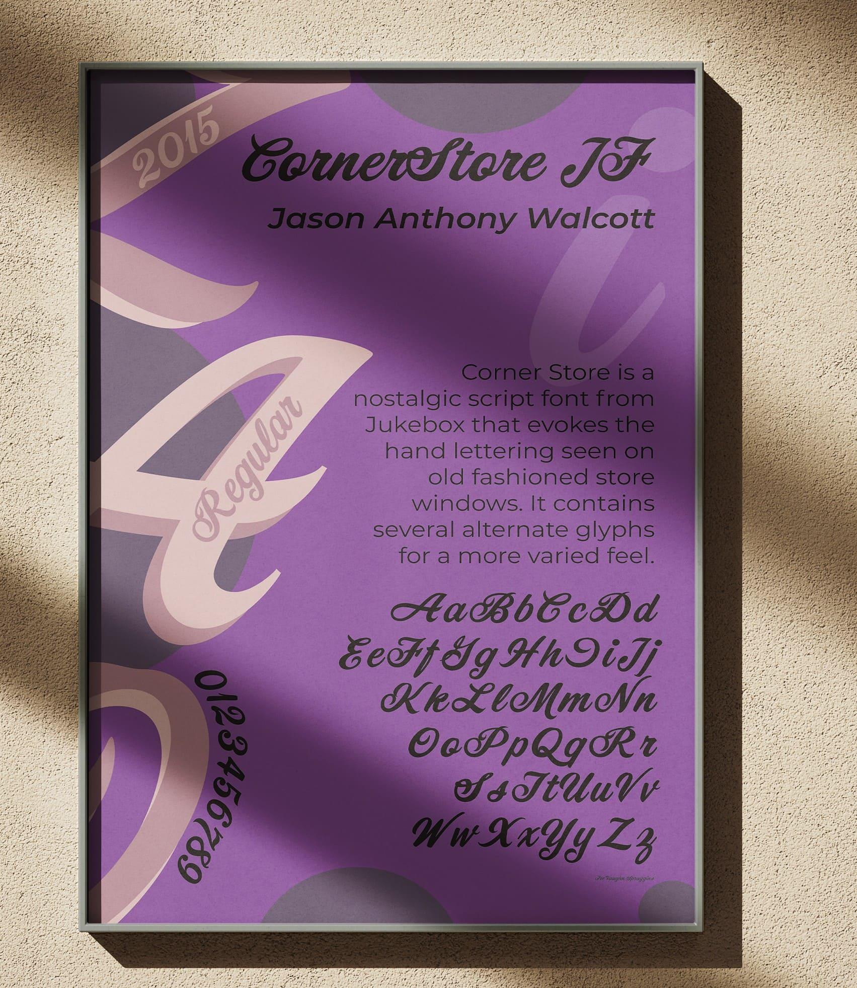  / A font specimen poster that I made in my Typography II class in 2024 that was about the Cornerstore font.