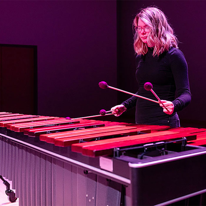 KSU student playing percussion instrument