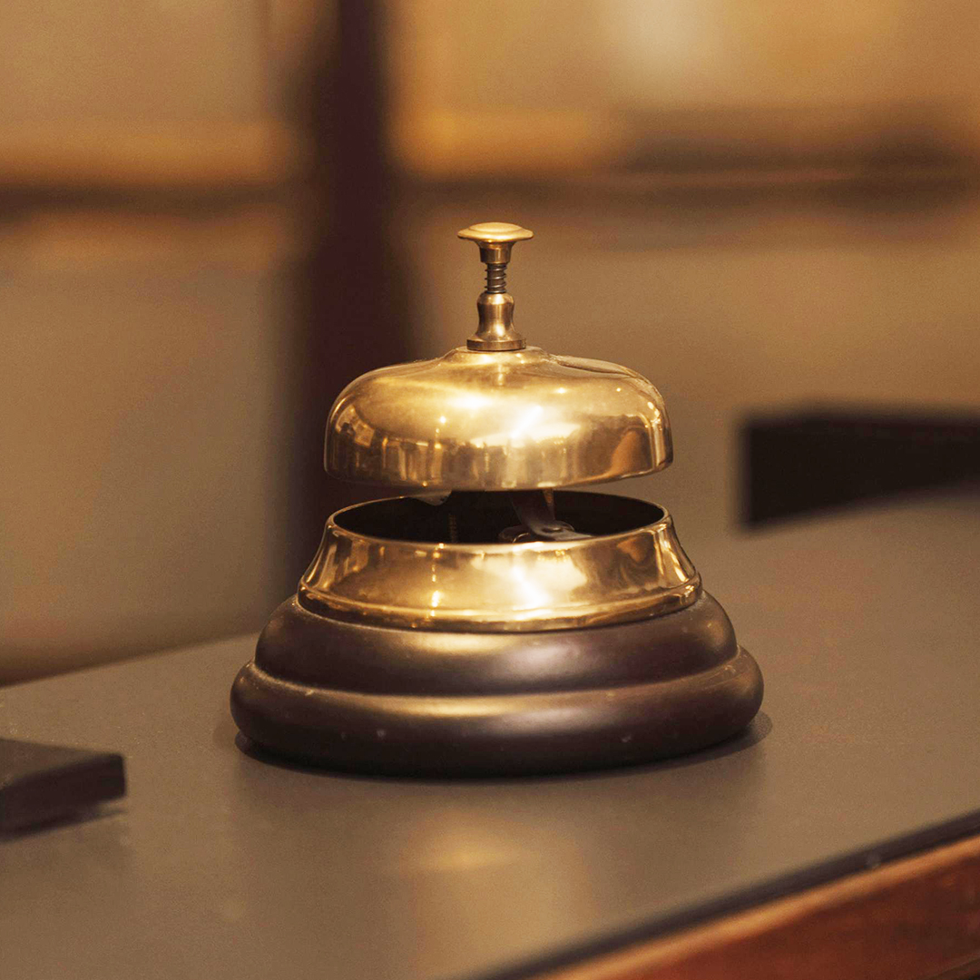 close up on bell on hotel desk