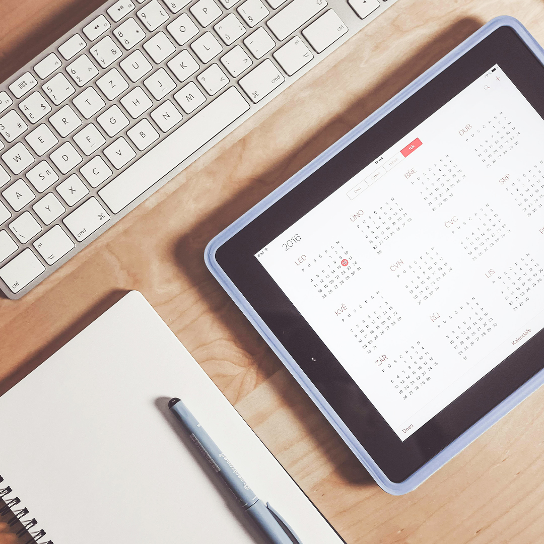 close up on calendar and schedule