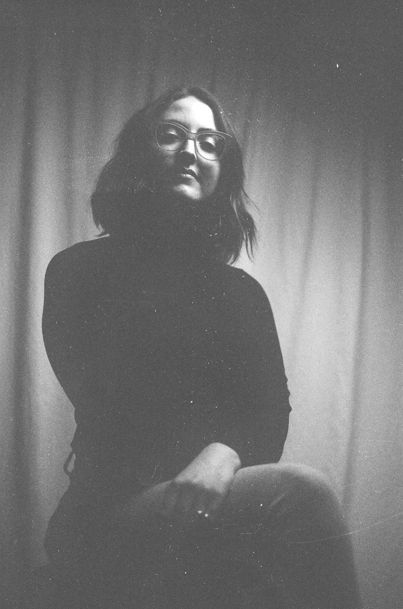 black and white headshot of a woman