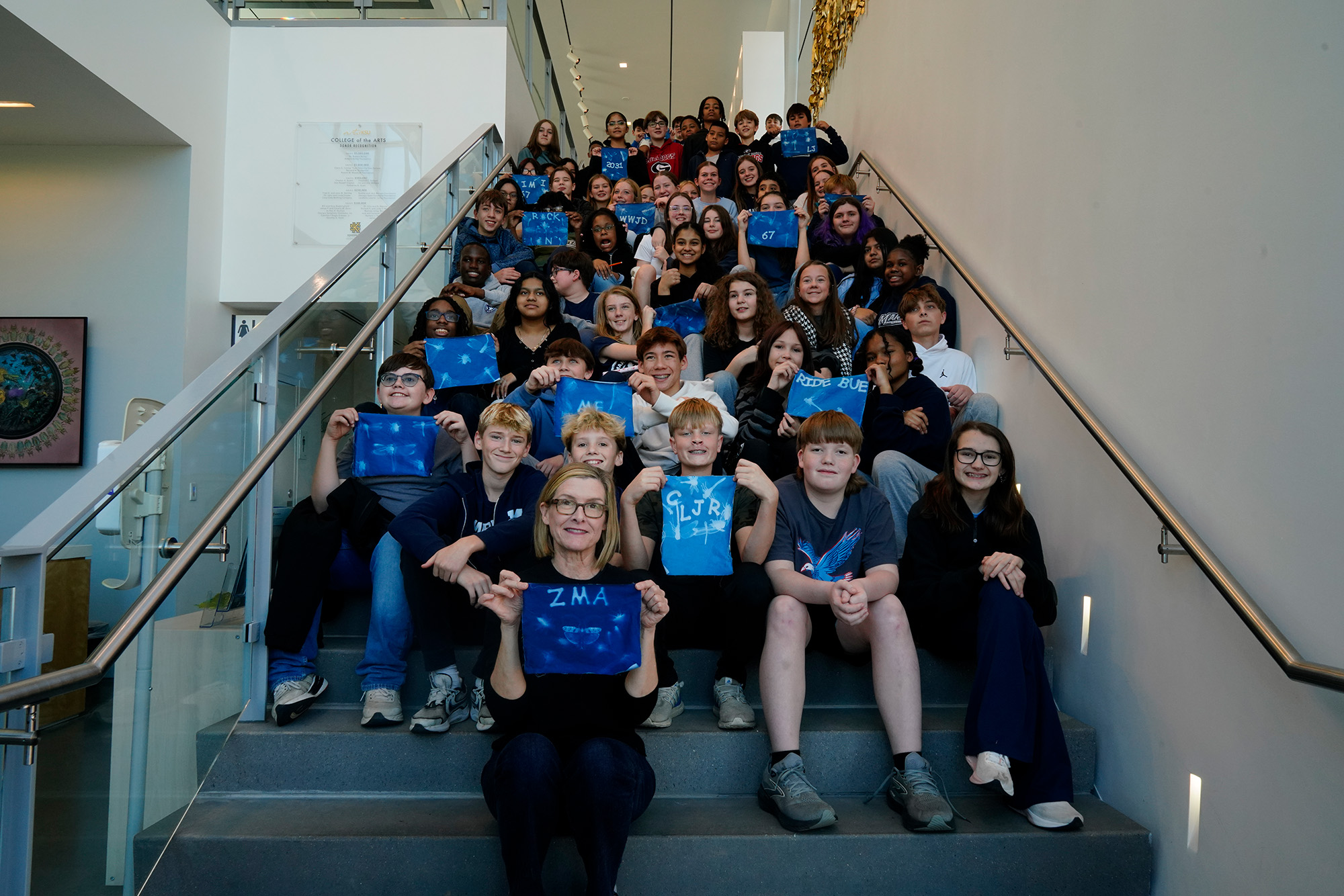 Image of students in a museum with artwork