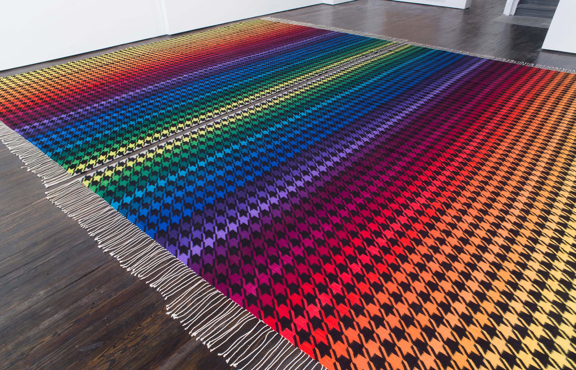 rainbow houndstooth rug