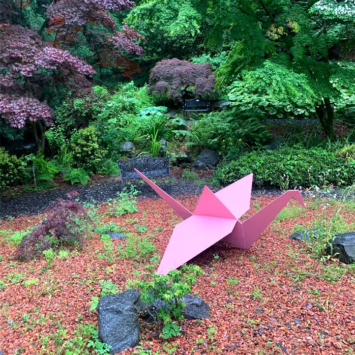 Metal Origami Crane at Smith Gilbert Garden