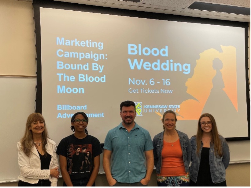 business and arts college faculty and staff collaborate on an events marketing project