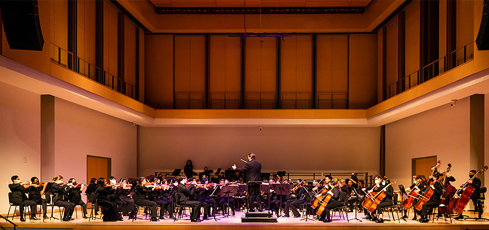 image of musicians on stage at Morgan Hall