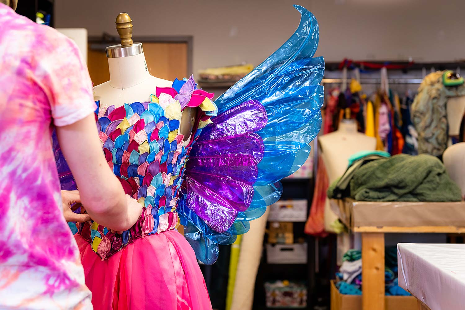 students designing costumes