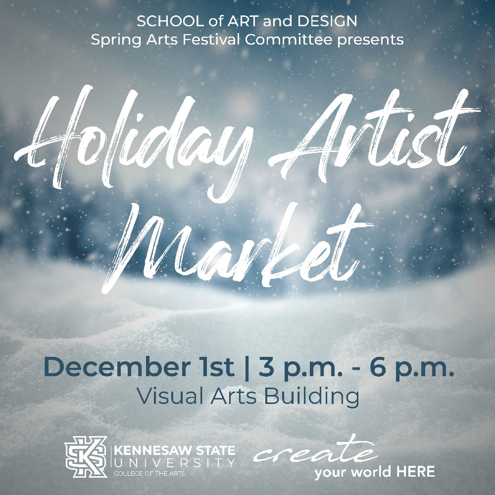 image of snowflakes and text of holiday artist market