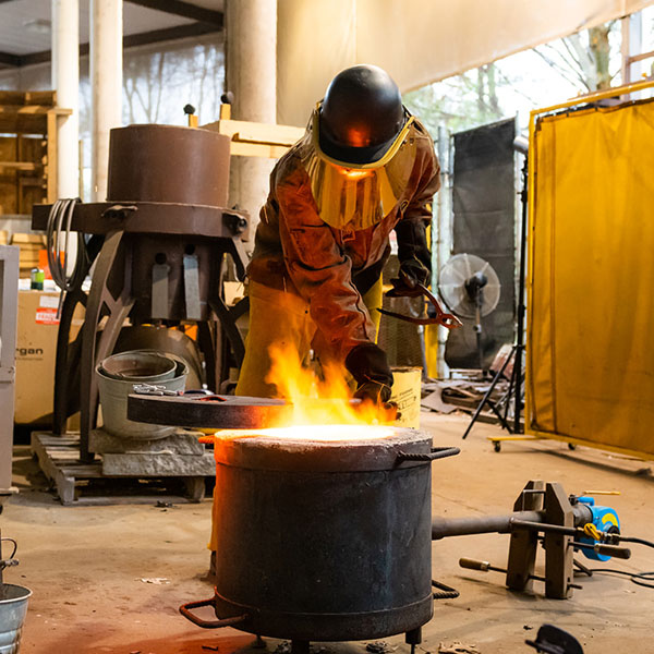 metal artwork being created