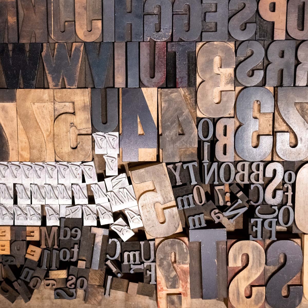 letterpress type in drawer