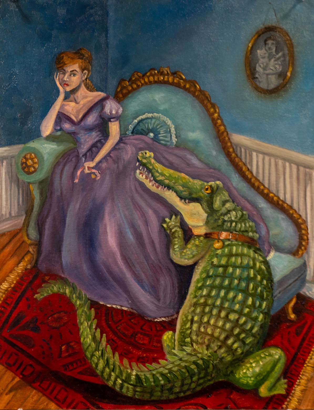 aligator and woman