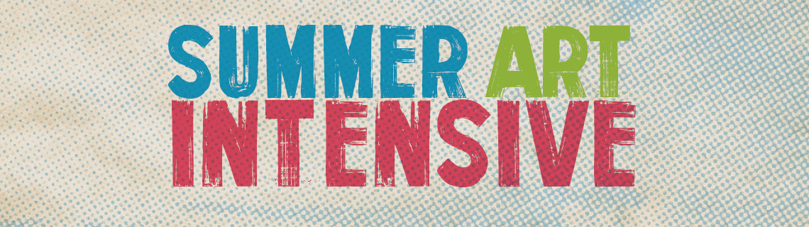 summer arts intensives in bright colors on wooden fence
