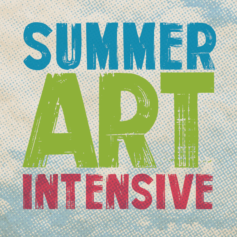 summer art intensive in corrosive font