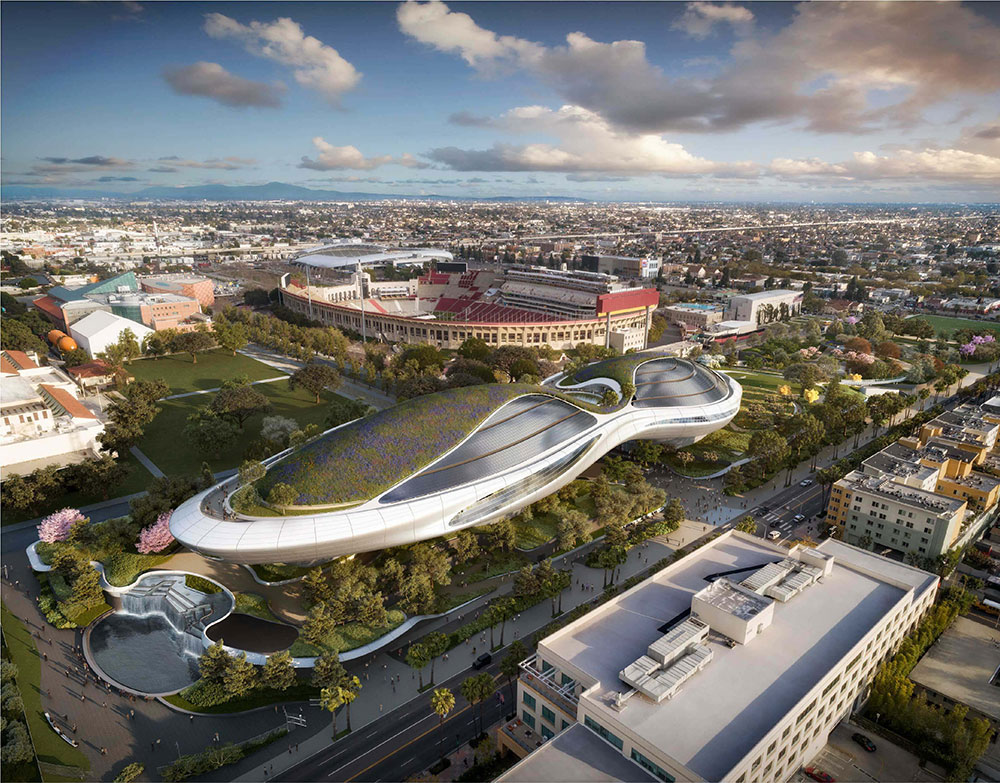 image of the Lucas Museum from the air