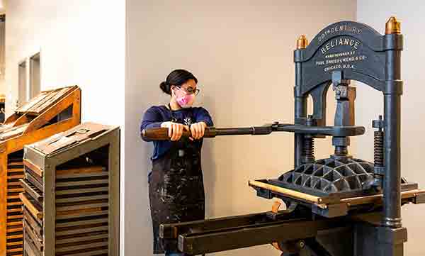 Printing press in action