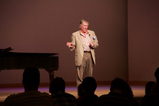 Sherrill Milnes talking with students