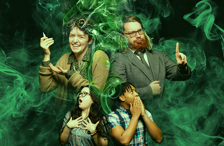 four people surrounded by pot smoke 