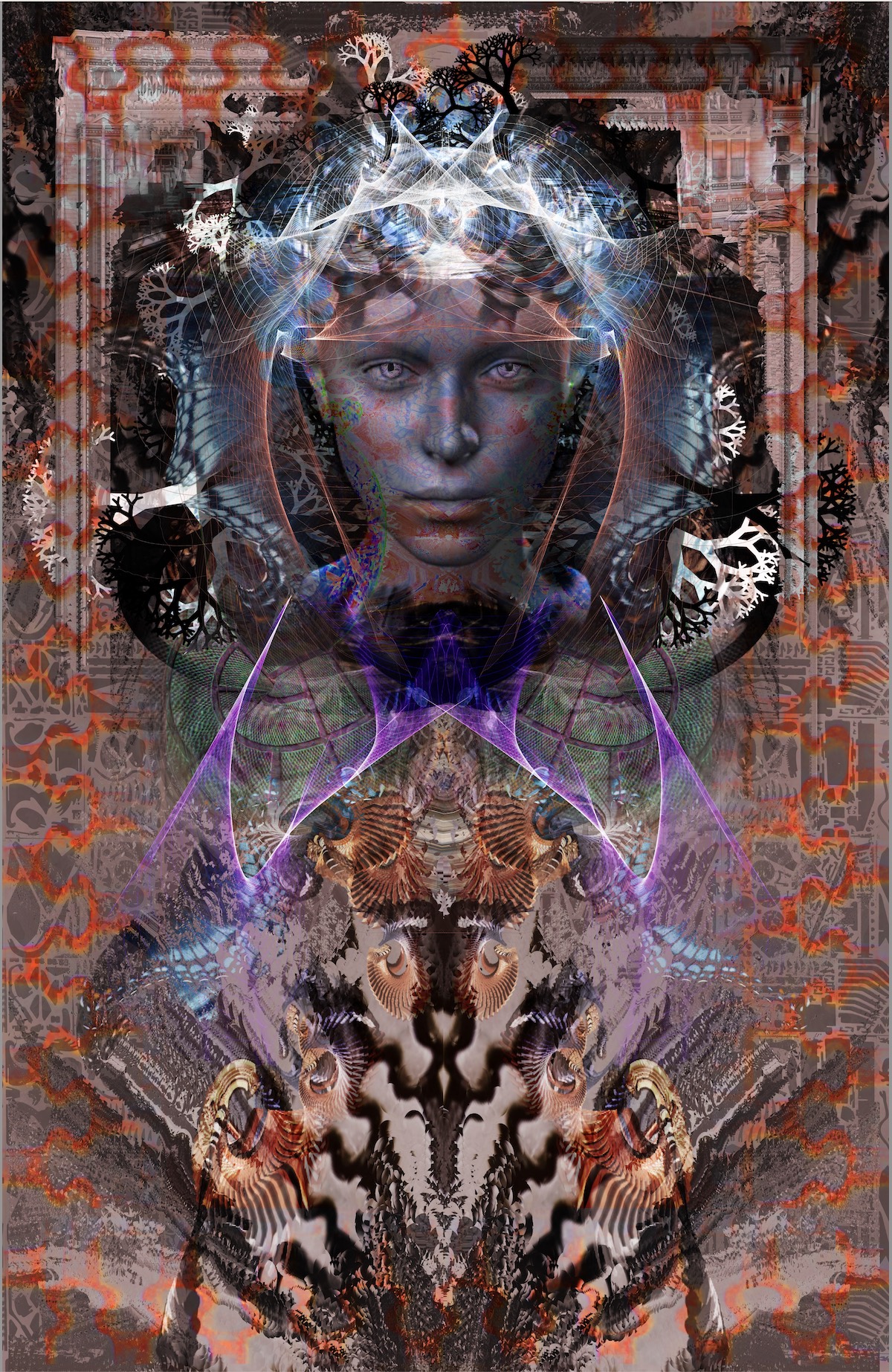 colorful psychadelic artwork with face