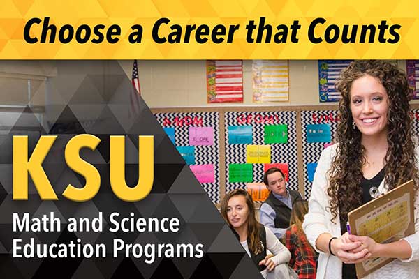 choose a career that counts. ksu math and science education programs.  Teacher i foreground.
