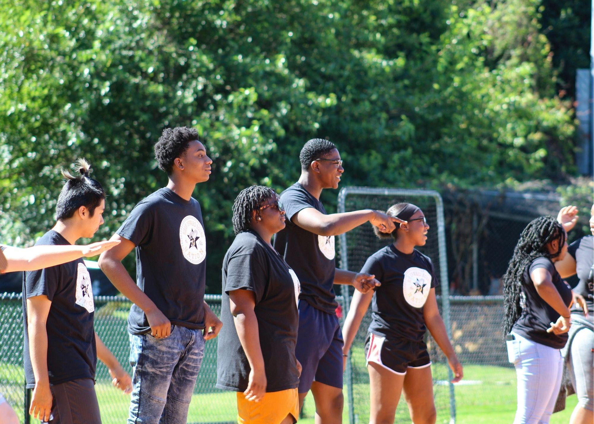 Students participating in a kickball tournament. / Hiram High School Upward Bound represents KSU TRiO at the regional TRIO Kickball Tournament