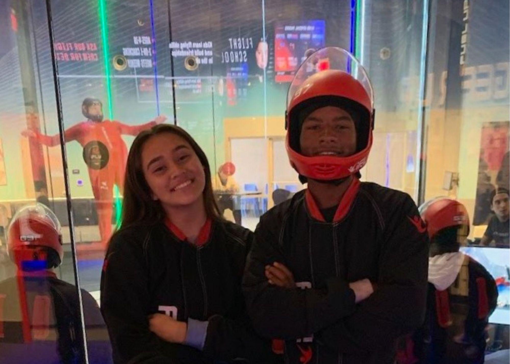 KSU TRiO students at iFly, an indoor skydiving place. / KSU TRIO students learn the physics and technology that make indoor skydiving possible at iFly Kennesaw.