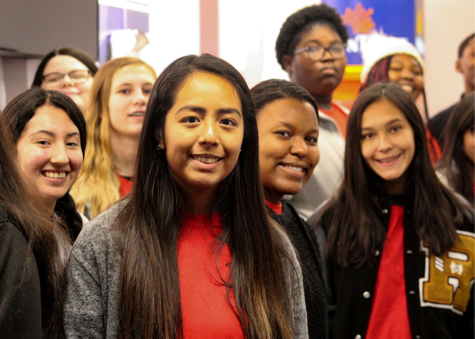 Students smiling for a picture at Suntrust Park stadium / KSU TRiO Upward Bound at Rockmart and Cedartown High Schools visit the Suntrust Park to learn about stadium construction and architecture.