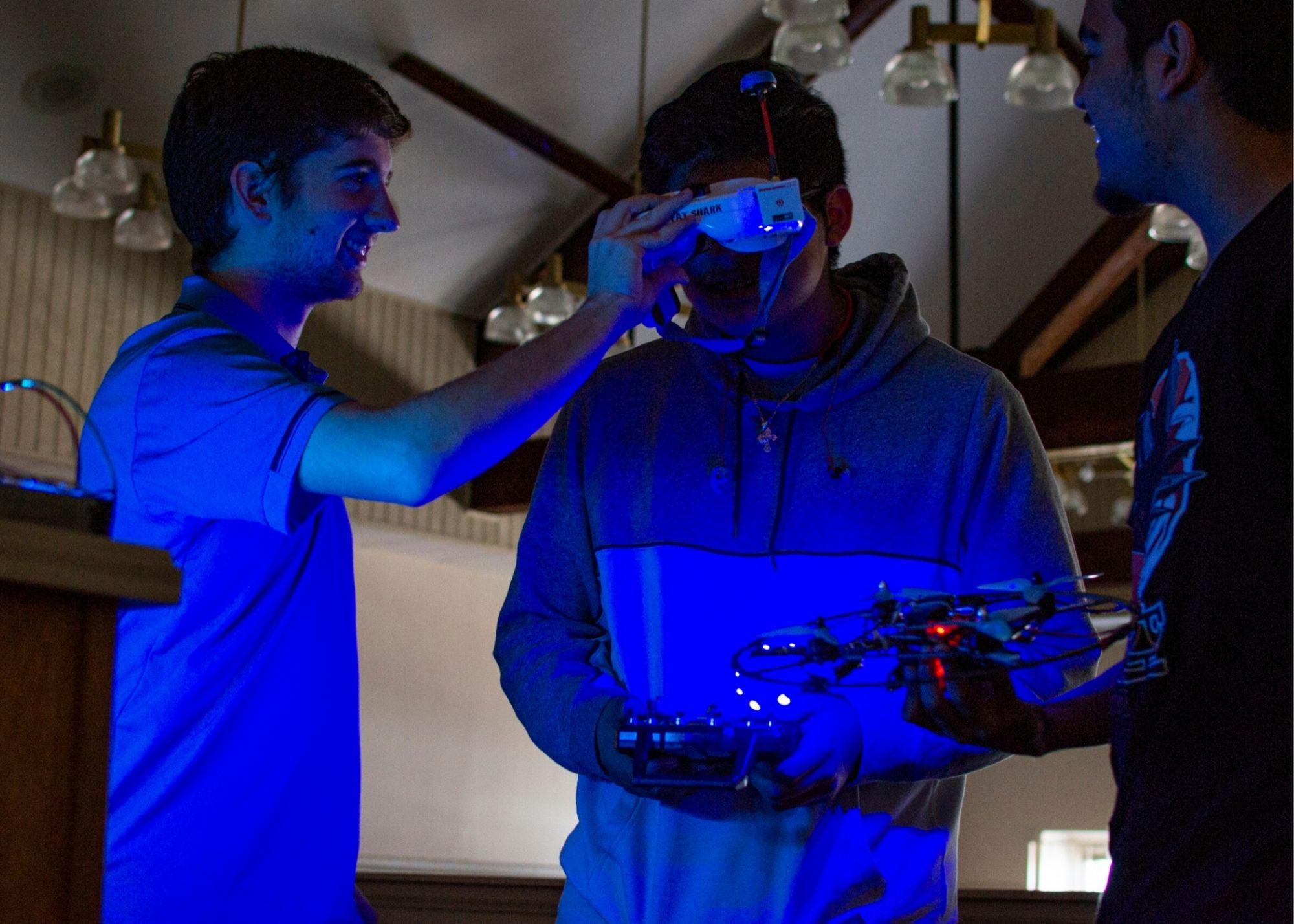 Students learning about drone flying. / KSU TRIO's groundbreaking Drone Program introduces students to the basics of drone flying, ethics, and mechanics, and the program gives students the opportunity to test for their FAA Pilot's License