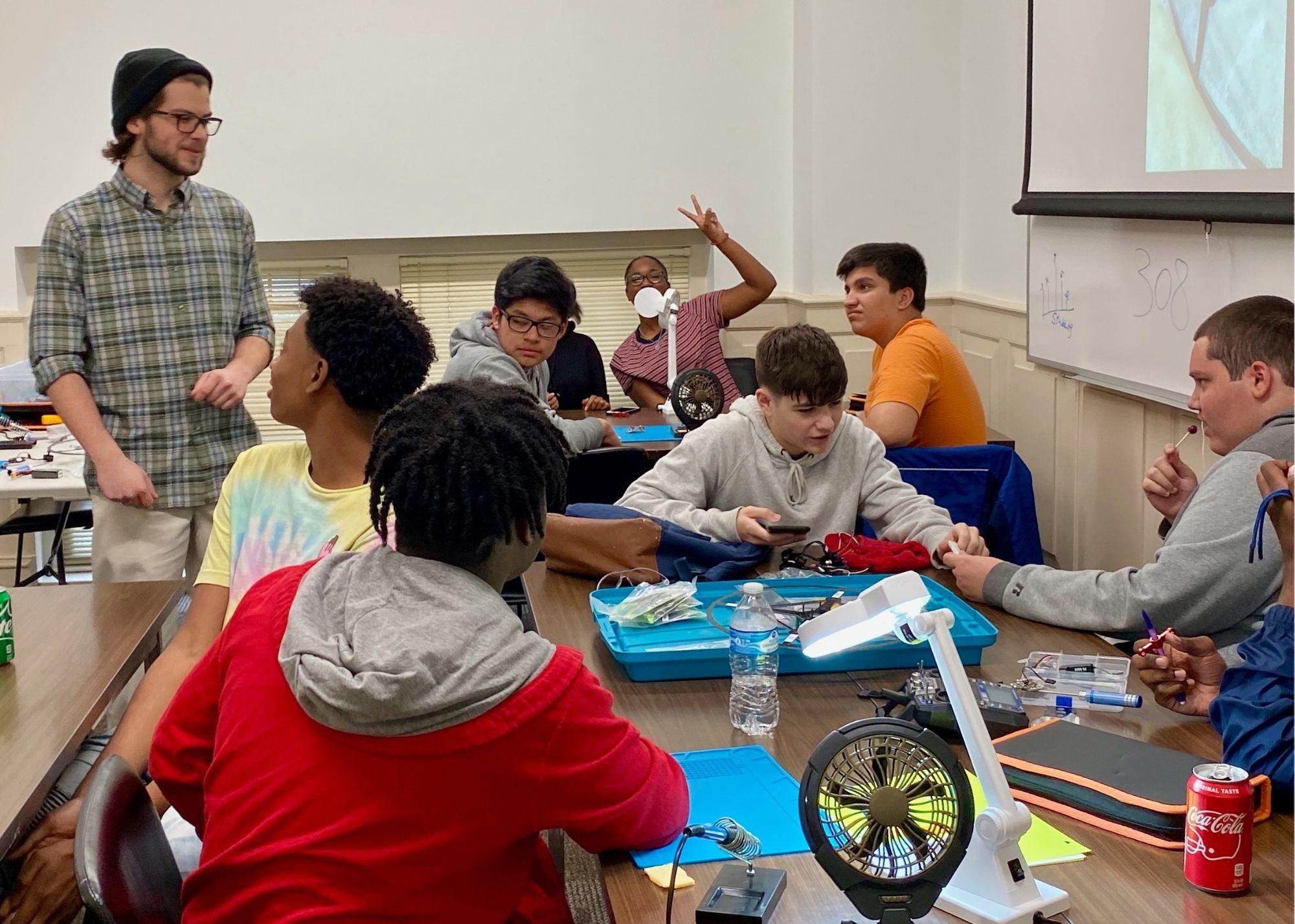 Students learning about the basics of drone flying  / KSU TRIO's groundbreaking Drone Program introduces students to the basics of drone flying, ethics, and mechanics, and the program gives students the opportunity to test for their FAA Pilot's License.