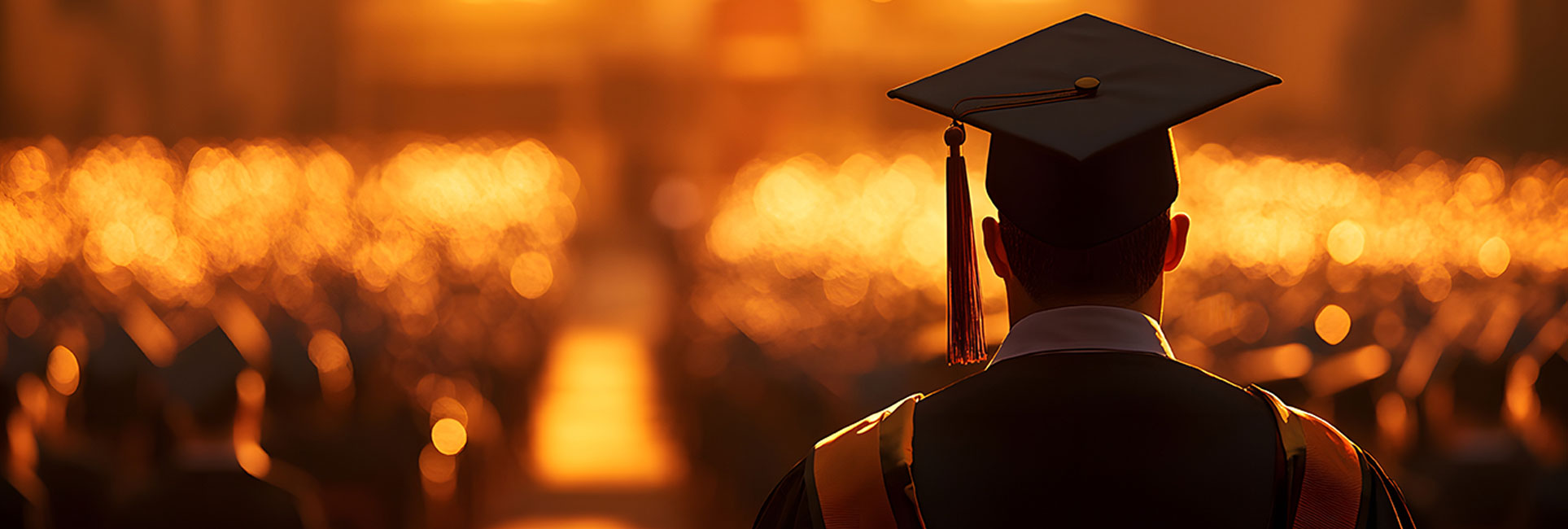 A proud graduate stands before a crowd, holding an education certificate, celebrating academic achievement.