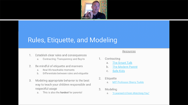 Screenshot displaying the rules, etiquette, and modeling course content in text format.