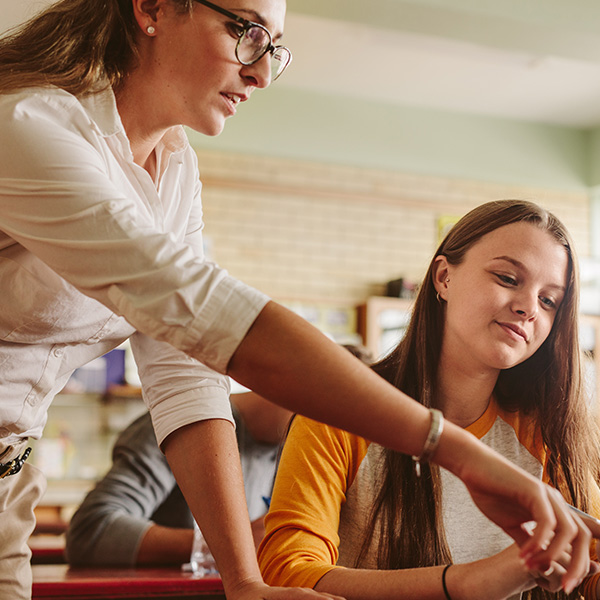 teacher with students