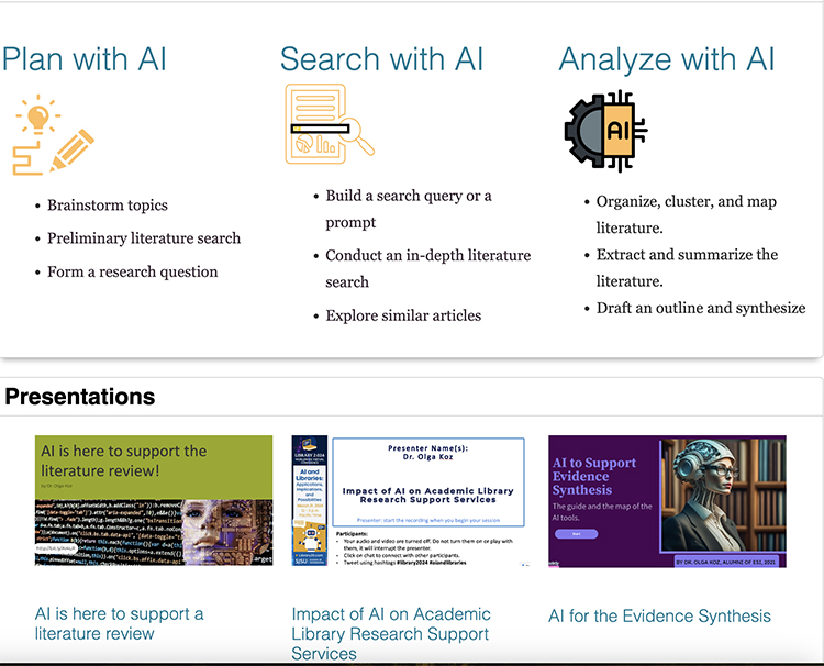 AI for Discovery and Review of the Literature