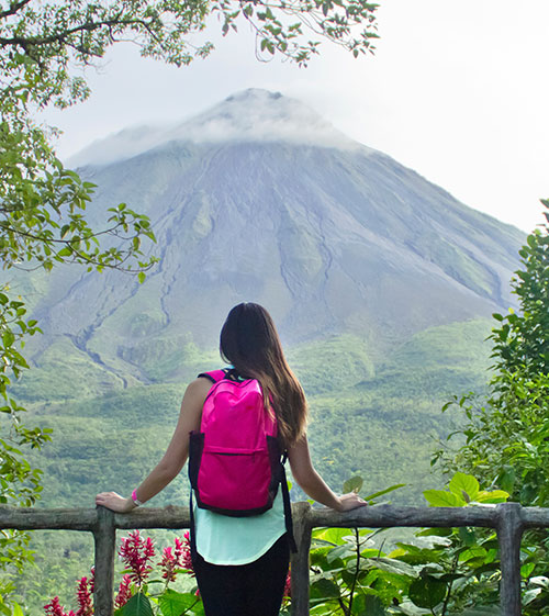 Photo of KSU international student in Costa Rica viewing the volcano