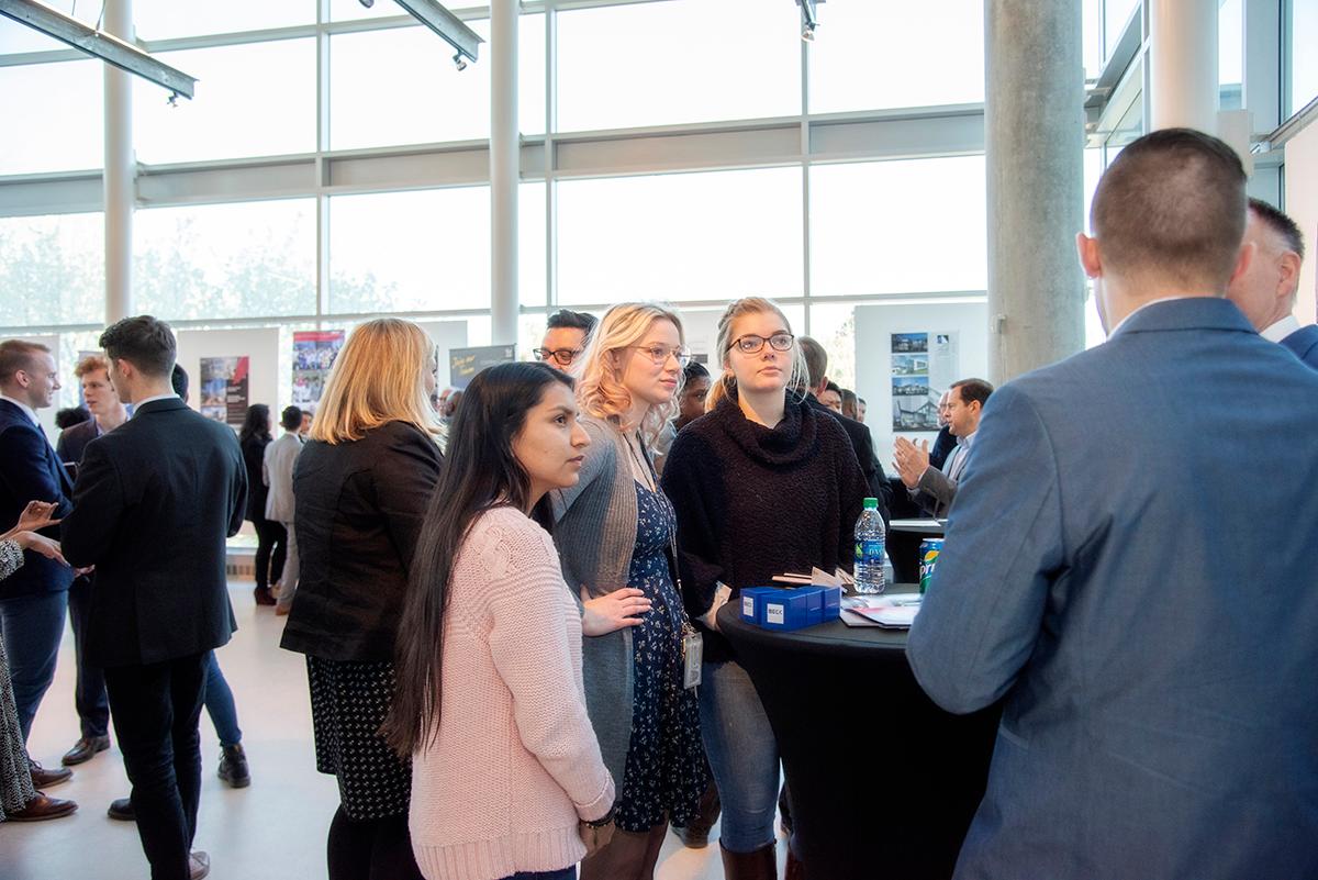  / Prospective employers speaking with future employee. Department of Architecture at KSU Annual Firm Networking Fair.