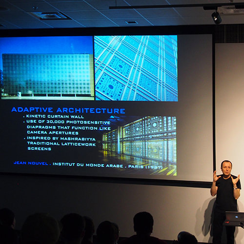 Branko Kolarevic giving a lecture on Adaptive Architecture.