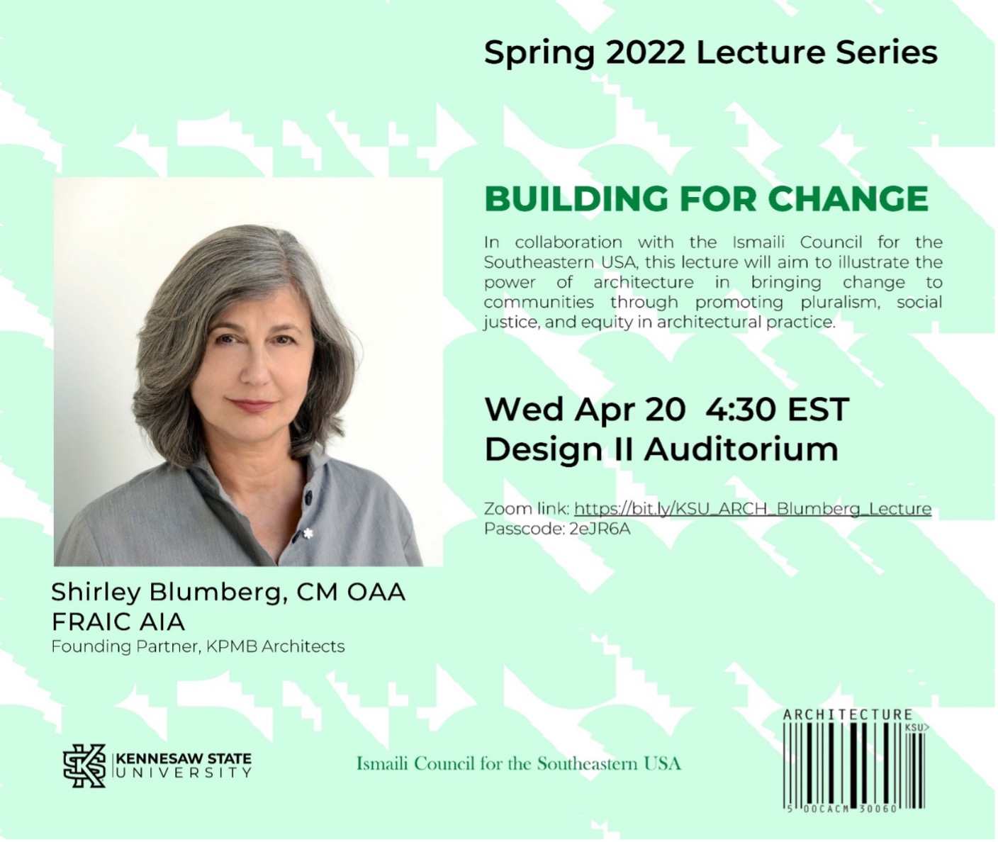 Shirley Blumberg, CM OAA FRAIC AIA Building for Change 