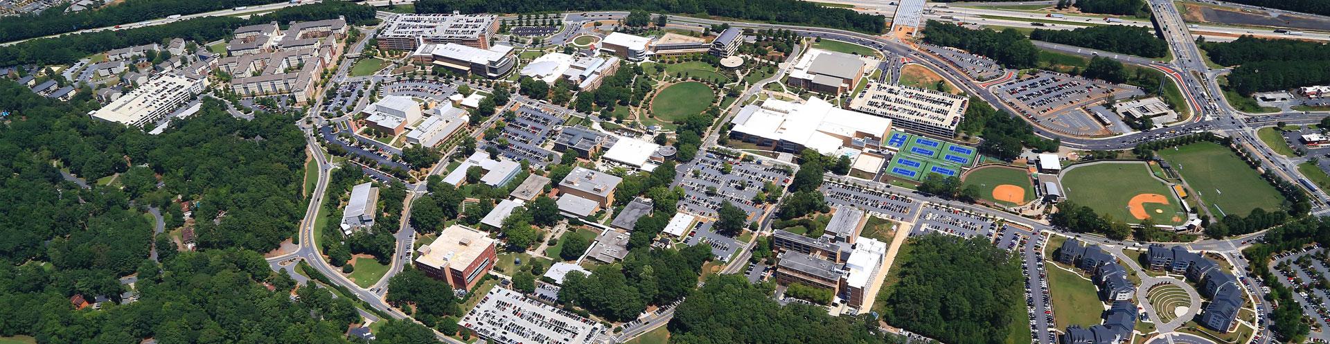 drone photography of kennesaw state university campus landscape