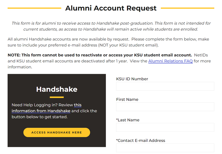 alumni account request