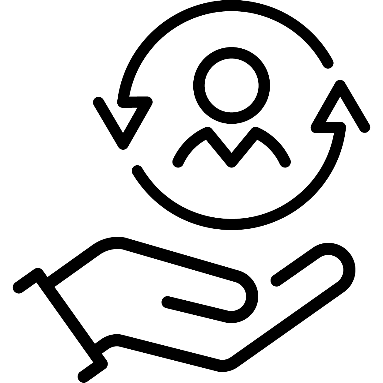 hand with self development icon