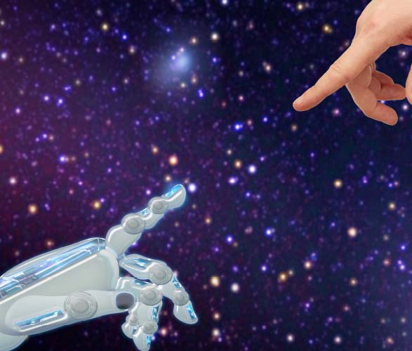 Human and Robotics hand reaching for each other
