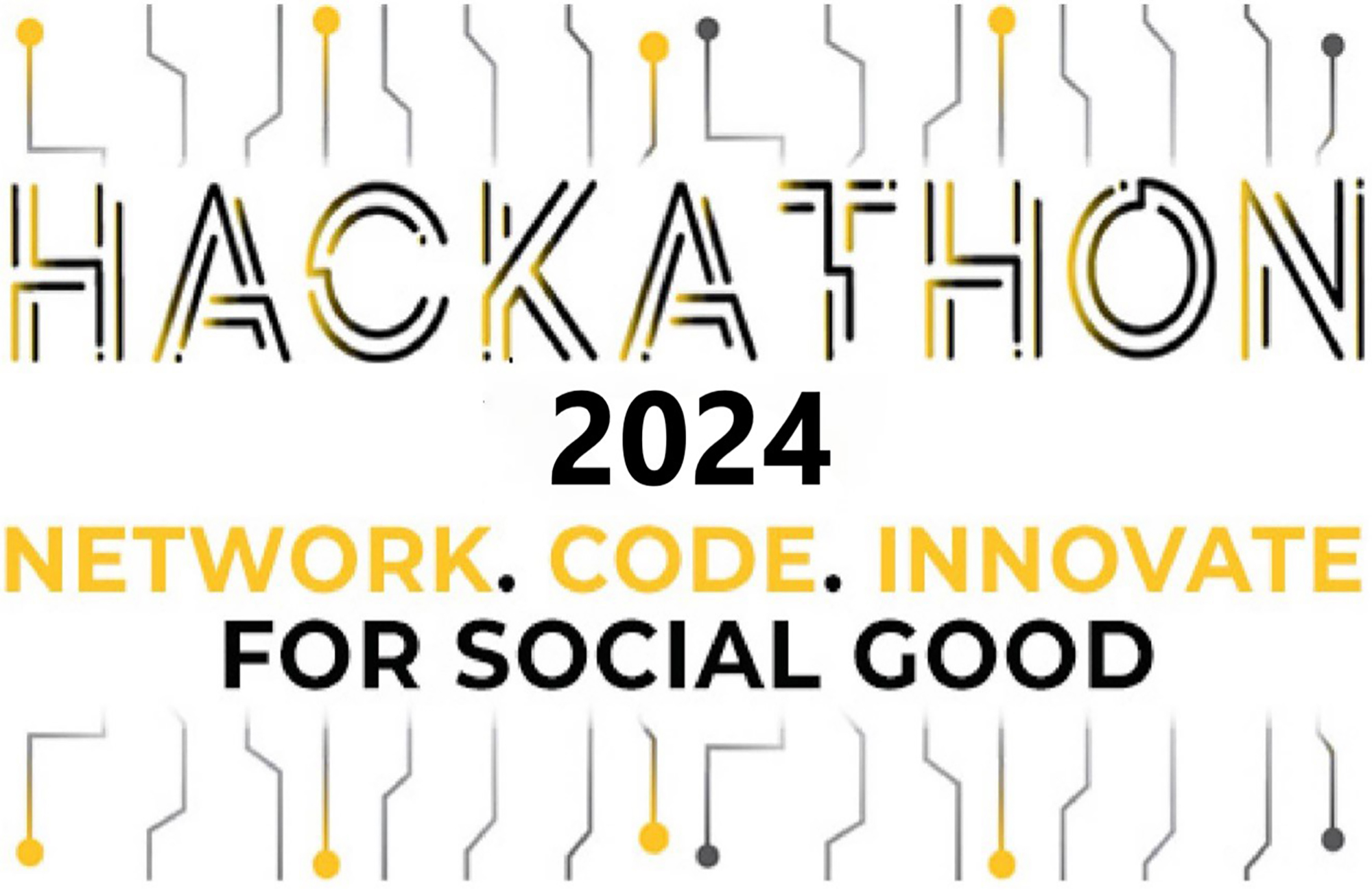 spring 2024 hackathon, network,code,innovate,for social good logo