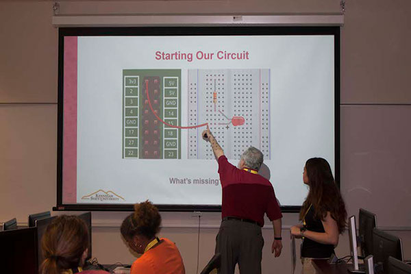 Rob Brown teaching about Raspberry Pis. 