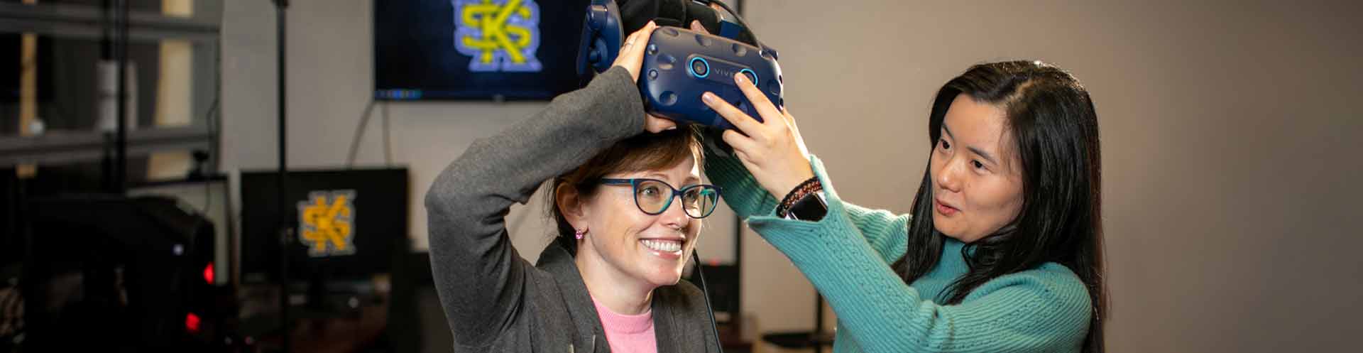 women using virtual headset