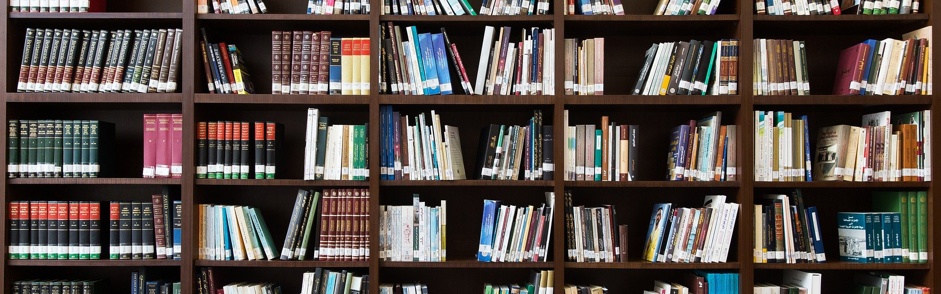 close up of books in library