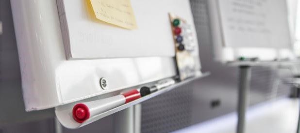 Dry erase board with markers