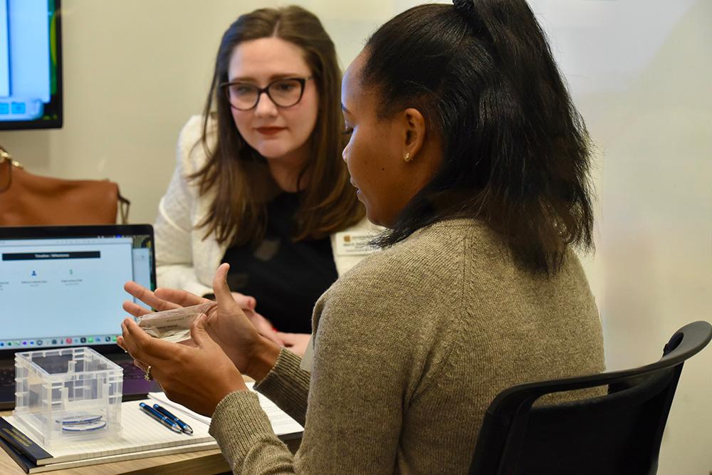 A STRIVE talks with a KSU professor  / 