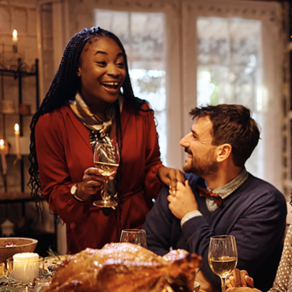 a family at Thanksgiving