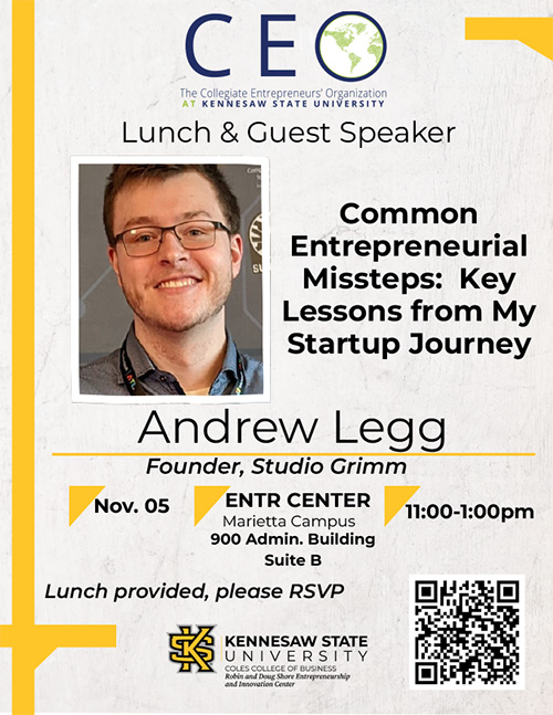 CEO Lunch & Speaker-Andrew Legg- Common Entrepreneurial Missteps: Key Lessons from My Startup Journey